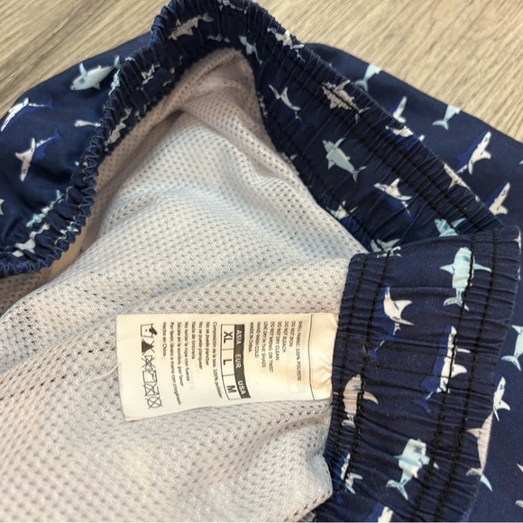Men’s Atlantis Swim Shorts Trunks. Navy with sharks. Pockets. Drawstring - Picture 4 of 12